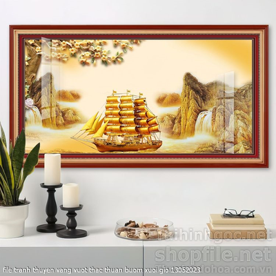 file tranh thuyen vang vuot thac thuan buom xuoi gio 13052023