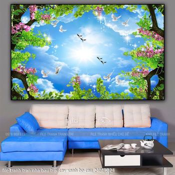 file tranh tran nha bau troi cay xanh bo cau 24012024