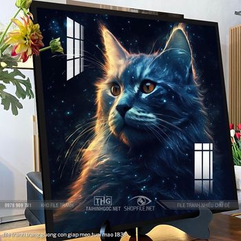 file tranh trang guong con giap meo tuoi mao 1838