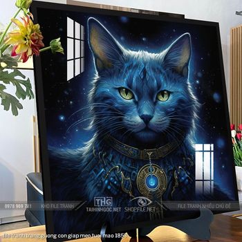 file tranh trang guong con giap meo tuoi mao 1853