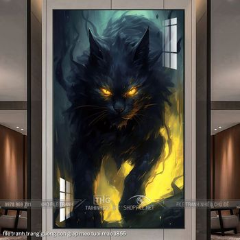 file tranh trang guong con giap meo tuoi mao 1855