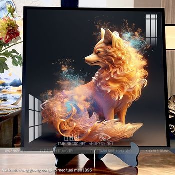 file tranh trang guong con giap meo tuoi mao 1895