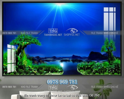 file tranh trang tri decor be ca bai co duoi bien r3d 260