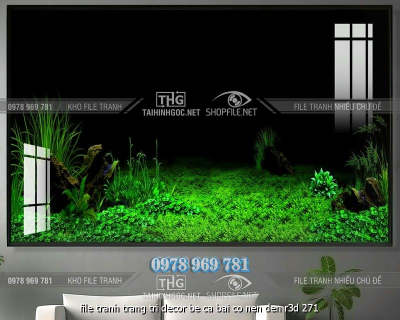 file tranh trang tri decor be ca bai co nen den r3d 271