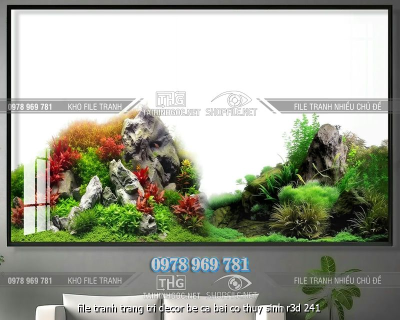 file tranh trang tri decor be ca bai co thuy sinh r3d 241