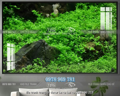 file tranh trang tri decor be ca bai co xanh r3d 213