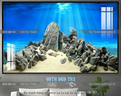 file tranh trang tri decor be ca bai da duoi bien r3d 307