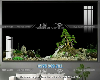 file tranh trang tri decor be ca bai da nen den r3d 215