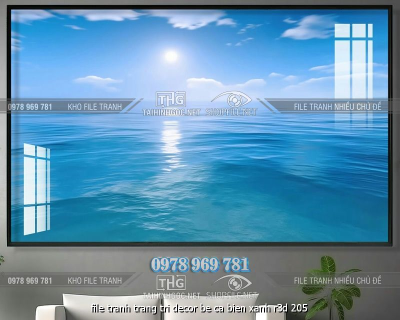 file tranh trang tri decor be ca bien xanh r3d 205