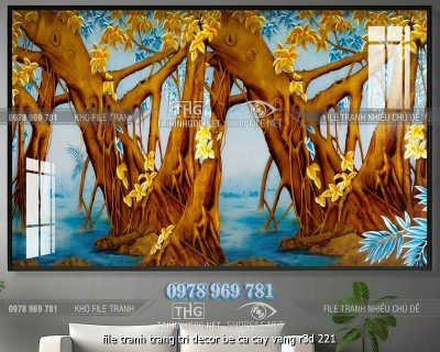 file tranh trang tri decor be ca cay vang r3d 221