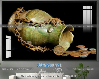 file tranh trang tri decor be ca chiec binh co r3d 284