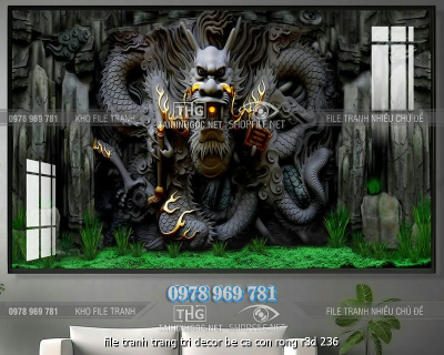 file tranh trang tri decor be ca con rong r3d 236