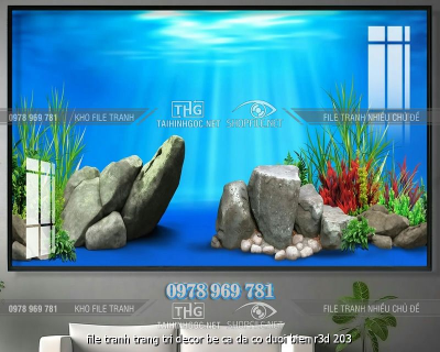 file tranh trang tri decor be ca da co duoi bien r3d 203