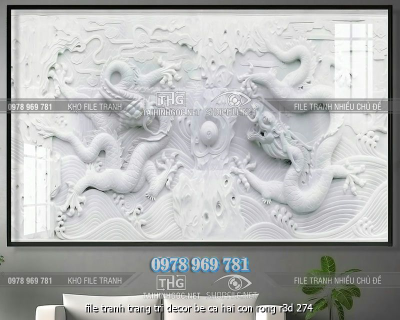 file tranh trang tri decor be ca hai con rong r3d 274