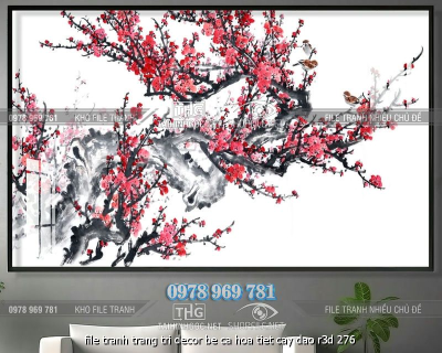 file tranh trang tri decor be ca hoa tiet cay dao r3d 276