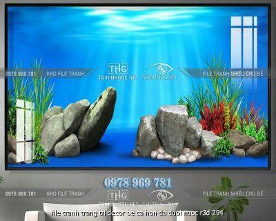 file tranh trang tri decor be ca hon da duoi nuoc r3d 294