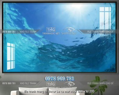 file tranh trang tri decor be ca mat nuoc bien r3d 200