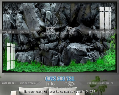 file tranh trang tri decor be ca nen da co xanh r3d 228