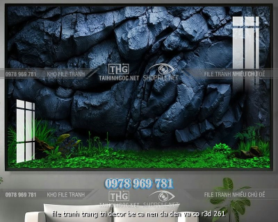 file tranh trang tri decor be ca nen da den va co r3d 261