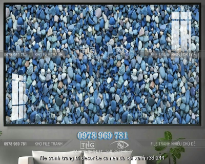 file tranh trang tri decor be ca nen da soi xanh r3d 244