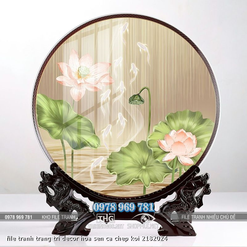 file tranh trang tri decor hoa sen ca chep koi 2182024