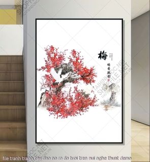 file tranh tranh cay dao no ro do tuoi tren nui nghe thuat