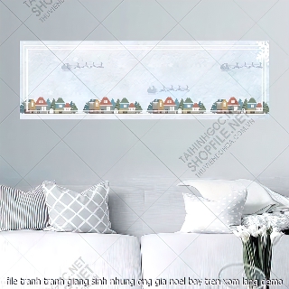 file tranh tranh giang sinh nhung ong gia noel bay tren xom lang