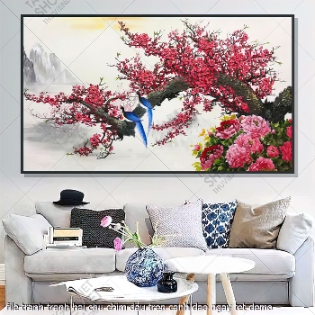 file tranh tranh hai chu chim dau tren canh dao ngay tet