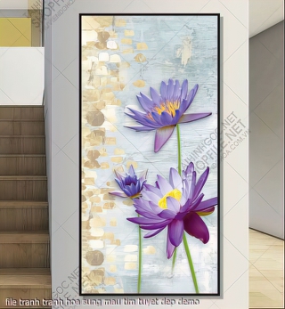 file tranh tranh hoa sung mau tim tuyet dep