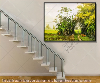 file tranh tranh lang que viet nam chu bo nam tren tham co