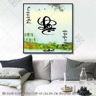 file tranh tranh phong canh voi cau doi chu thu phap