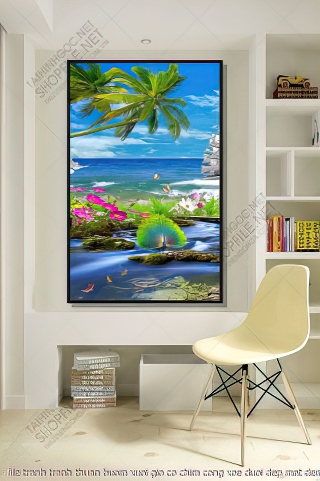 file tranh tranh thuan buom xuoi gio co chim cong xoe duoi dep mat