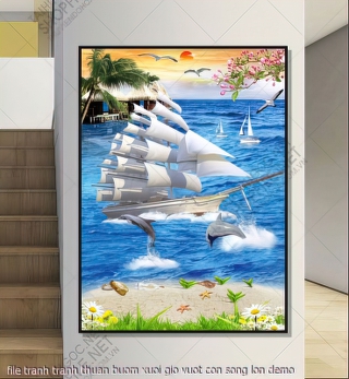 file tranh tranh thuan buom xuoi gio vuot con song lon