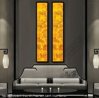 file tranh tranh truc chi hoa sen canh truc