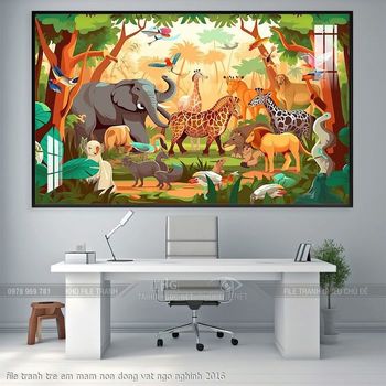 file tranh tre em mam non dong vat ngo nghinh 2016