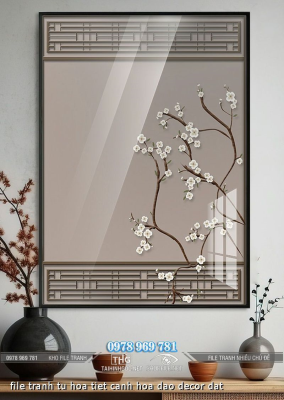 file tranh tu hoa tiet canh hoa dao decor dat
