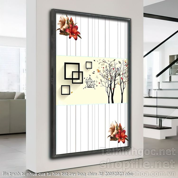 file tranh tu nhua cua tu hoa tiet cay long chim 3d 20052023 phu