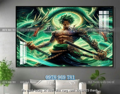 file tranh tuong 3d chien binh rong xanh 22032025 thanh