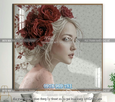 file tranh tuong chan dung ky thuat so co gai hoa hong 14052025 phu