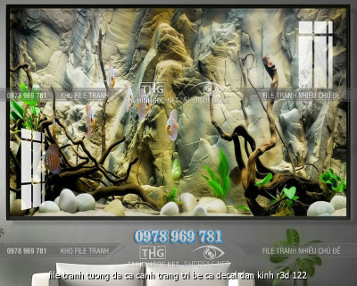 file tranh tuong da ca canh trang tri be ca decal dan kinh r3d 122