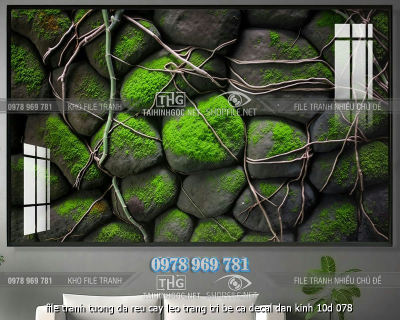 file tranh tuong da reu cay leo trang tri be ca decal dan kinh 10d 078