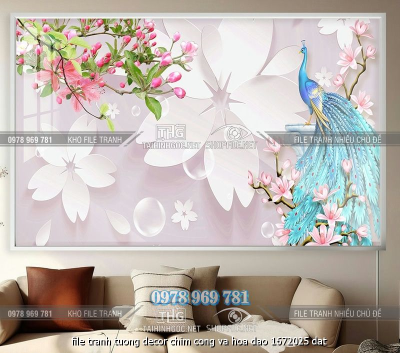 file tranh tuong decor chim cong va hoa dao 1672025 dat