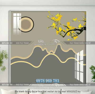 file tranh tuong decor hoa tiet vector va cay mai 06082025 ho