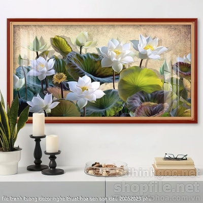 file tranh tuong decor nghe thuat hoa sen son dau 20052023 phu