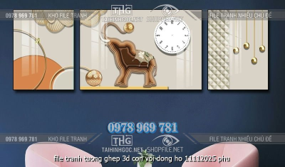file tranh tuong ghep 3d con voi dong ho 11112025 phu