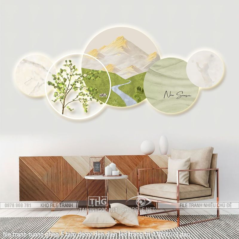 file tranh tuong ghep 5 tam decor den dien led trang tri 07092023 dao