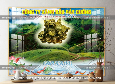 file tranh tuong ghep phong canh hoa sen ca chep 31012026 phu