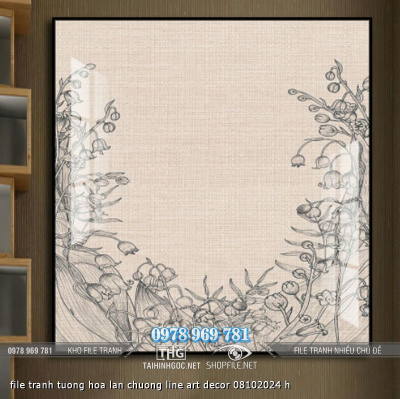 file tranh tuong hoa lan chuong line art decor 08102024 h