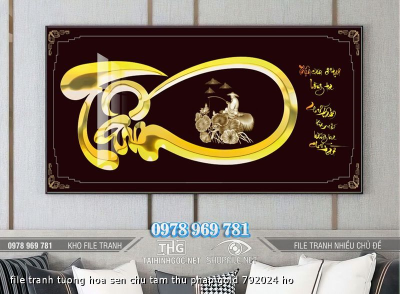 file tranh tuong hoa sen chu tam thu phap gold 792024 ho