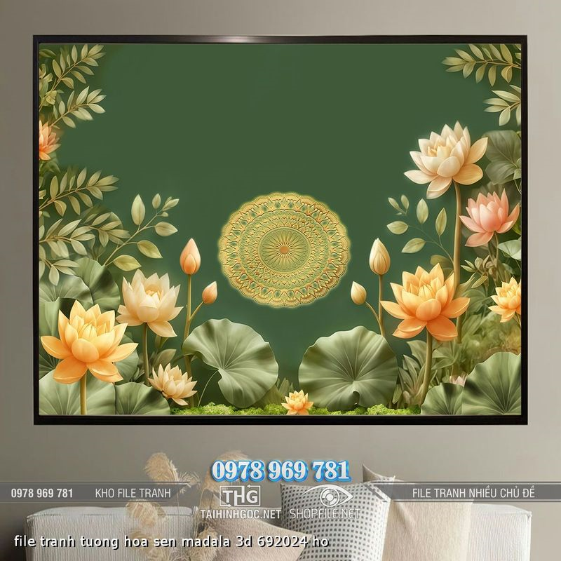 file tranh tuong hoa sen madala 3d 692024 ho